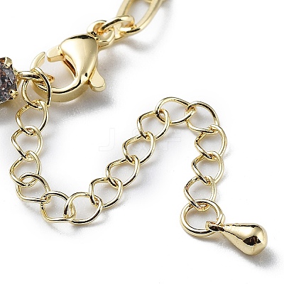 Brass Micro Pave Cubic Zirconia Strass & Paperclip Chain Bracelets BJEW-C052-04G-1
