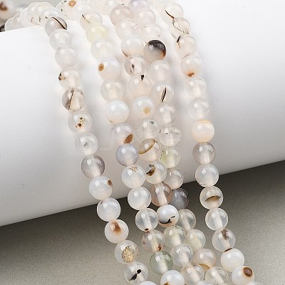 Natural Dendritic Agate Beads Strands G-D0005-18-6mm-1
