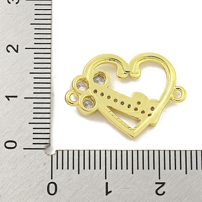 Rack Plating Brass Pave Clear Cubic Zirconia Connector Charms KK-B091-33G-1