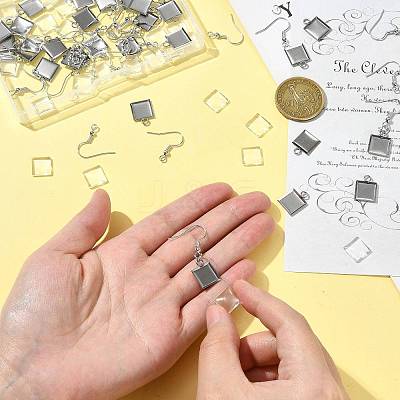 DIY Square Dangle Earring Making Kits DIY-FS0009-17-1
