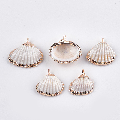 Electroplate Sea Shell Pendants X-SSHEL-T006-02-1
