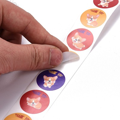 Flat Round Paper Thank You Stickers DIY-C042-12F-1