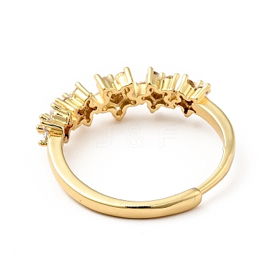 Clear Cubic Zirconia Flower Adjustable Ring RJEW-I087-08-1