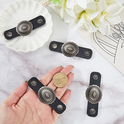 6Pcs Alloy with Imitation Leather Scarf Clips AJEW-CL0004-82A-1