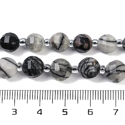 Natural Black Netstone Beads Strands G-G182-B32-03-1