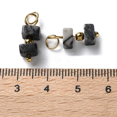 Natural Netstone Cuboid Beaded Pendants STAS-C120-02G-01-1