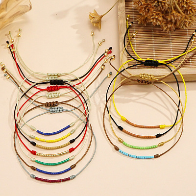 Handmade Glass Seed Bead Braided Bead Bracelets IA9364-1