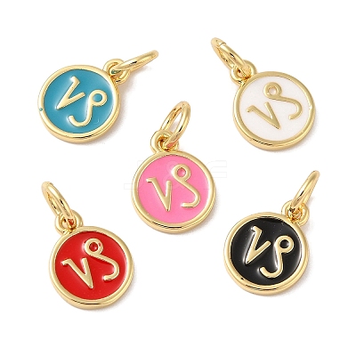 Real 18K Gold Plated Brass Enamel Charms KK-L216-001G-G-1