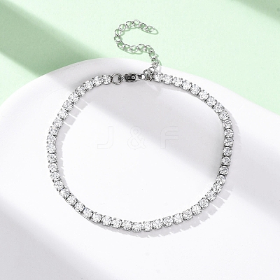 304 Stainless Steel with Cubic Zirconia Link Chain Bracelets for Women BJEW-G754-01B-P03-1