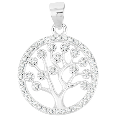 1Pc Rhodium Plated 925 Sterling Silver Pendants STER-BBC0008-33-1