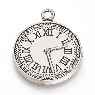 Vintage Tibetan Style Alloy Clock Pendant Cabochon Settings TIBEP-O006-20AS-1