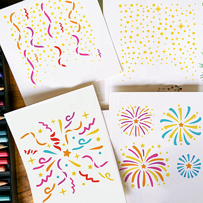 4Pcs 4 Styles PET Hollow Out Drawing Painting Stencils DIY-WH0394-0152-1