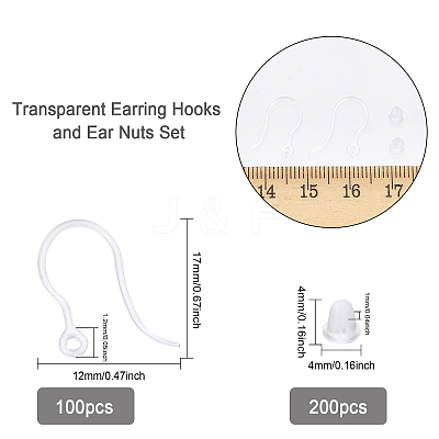 100Pcs Transparent Resin Earring Hooks RESI-CA0001-49-1