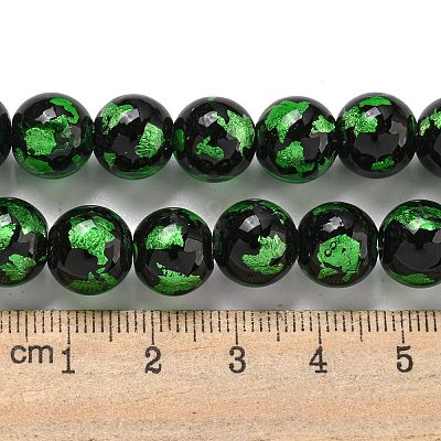 Handmade Silver/Gold Foil Lampwork Beads Strands LAMP-L079-07B-1
