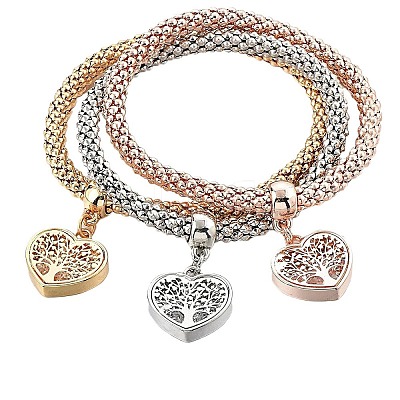 3Pcs Alloy Rhinestone Charm Bracelets WGE2207-01-1