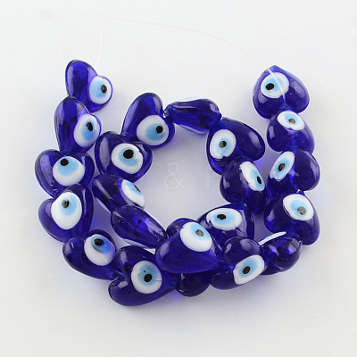 Heart Evil Eye Lampwork Bead Strands X-LAMP-R119-01-1
