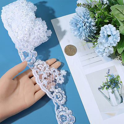 5.2 Yards Flower Polyester Lace Trim Ribbon OCOR-GF0005-59-1