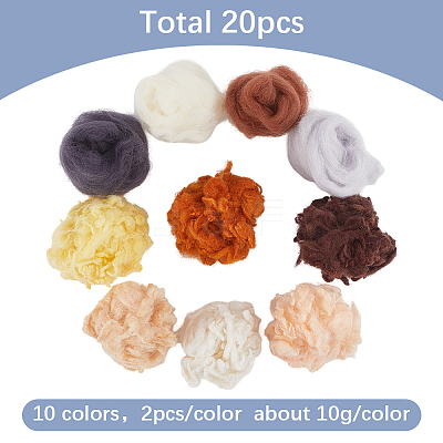 10 Styles Needle Felting Wool Roving DIY-GF0011-03-1