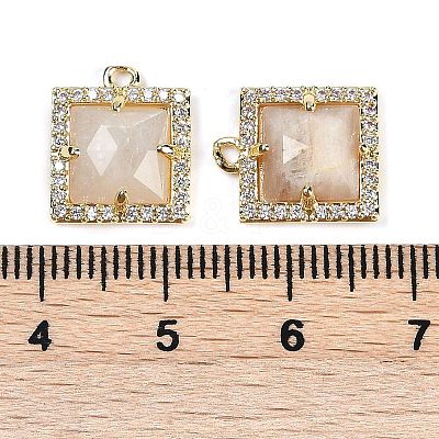 Natural Moonstone Faceted Square Charms G-I375-06G-03-1