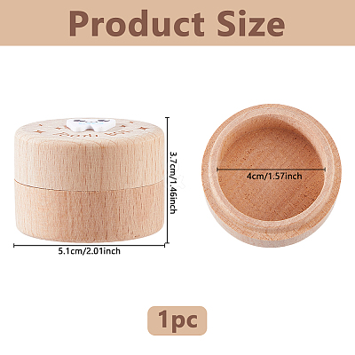 Round Printed Wood Baby Tooth Keepsake Cases with Lids CON-WH0099-75B-1