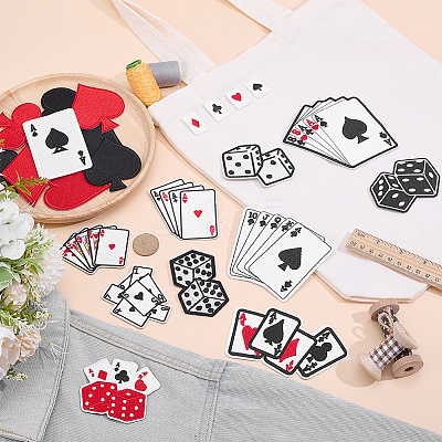 23Pcs Playing Card Theme Cloth Embroidery Applqiues PATC-WR0001-33-1