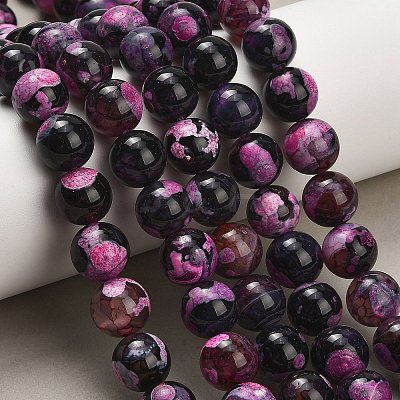 Natural Fire Crackle Agate(Dyed & Heated) Beads Strands G-K425-A06-12mm-1