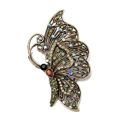 Retro Alloy & Glass Rhinestone Lapel Pin Brooches AC-CBA94E1-06-1