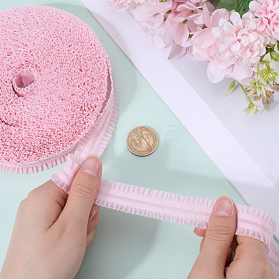 20 Yards Ruffled Nylon Elastic Lace Trim EW-WH0018-02B-1