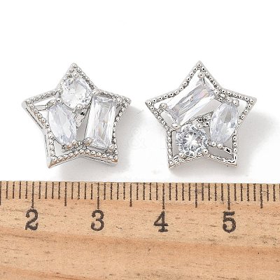 Rack Plating Brass Micro Pave Clear Cubic Zirconia Buttons KK-K293-19P-1