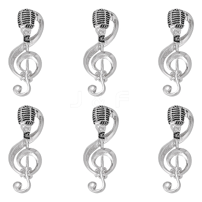 6Pcs Microphone Alloy Lapel Pins for Backpack Clothes JEWB-ME0001-15P-1