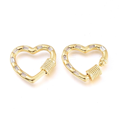Brass Micro Pave Cubic Zirconia Screw Carabiner Lock Charms KK-M206-11G-01-1
