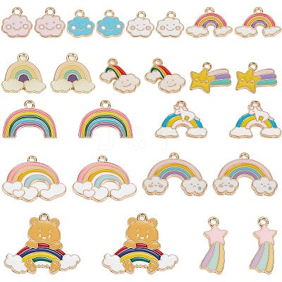 52Pcs 13 Style Alloy Pendants ENAM-SC0003-63-1
