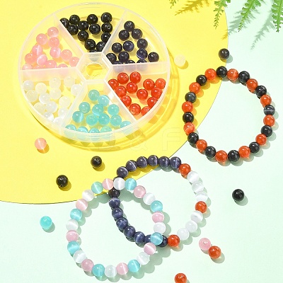 90Pcs 6 Colors Cat Eye Beads Sets CE-YW0001-01-1