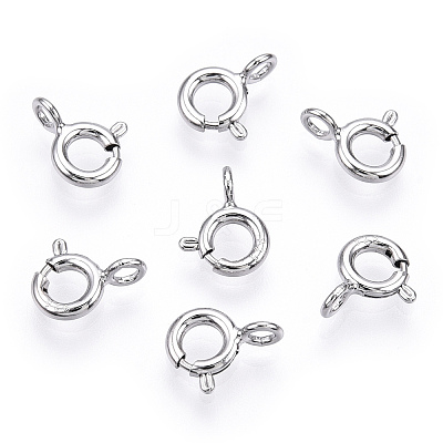 Rhodium Plated 925 Sterling Silver Spring Ring Clasps STER-T004-81A-P-1