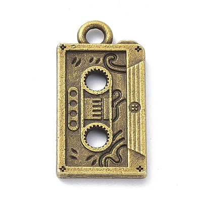 Tibetan Style Alloy Cassette Tape Pendants PALLOY-D203-01AB-1
