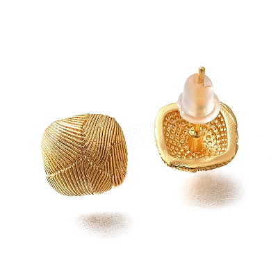 Brass Square Stud Earrings EJEW-Z083-04G-1