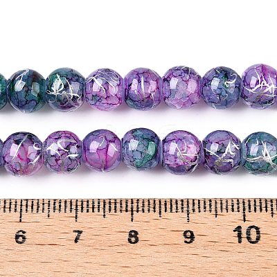 Drawbench Crackle Glass Beads Strands GLAA-N006-8mm-05-1