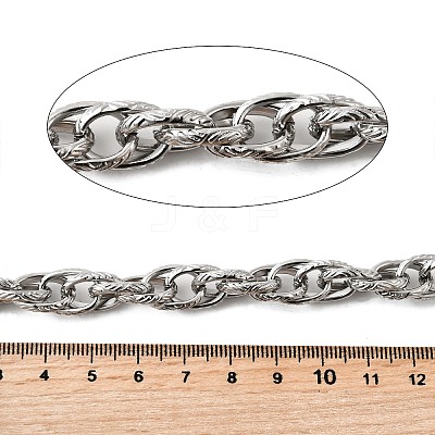 304 Stainless Steel Textured Oval Link Chains CHS-V001-01P-1