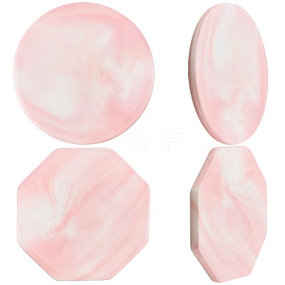 2Pcs 2 Styles Marble Pattern Porcelain Cup Coasters AJEW-CP0009-18C-1