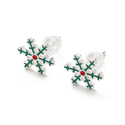 Christmas Theme Brass Stud Earrings EJEW-D062-01G-S-1