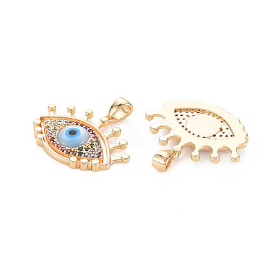 Brass Micro Pave Colorful Cubic Zirconia Pendants KK-S364-023-1
