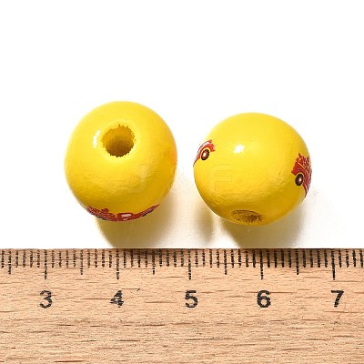 Valentine's Day Element Printed Wood Beads WOOD-R002-01-25-1