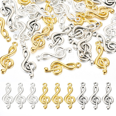 30Pcs 3 Colors Tibetan Style Treble Clef Pendants TIBEP-TA0001-42-1