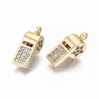 Brass Micro Pave Clear Cubic Zirconia Charms KK-S356-172G-NF-1