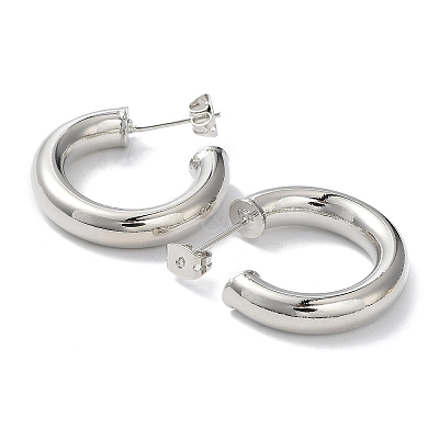 Rack Plating Brass Ring Stud Earrings EJEW-R155-01P-1
