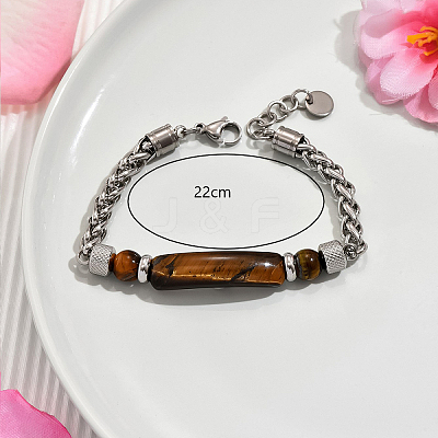Natural Tiger Eye Round Beaded Bracelets LS-PO7911-1