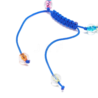 Acrylic Evil Eye & Round Lampwork Braided Bead Bracelet for Women BJEW-JB08379-1