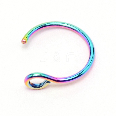 Rainbow Color Nose Ring Hoop AJEW-TAC0029-05F-1