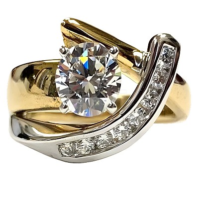 Brass Micro Pave Clear Cubic Zirconia Finger Rings FS-WG8456F-01-1