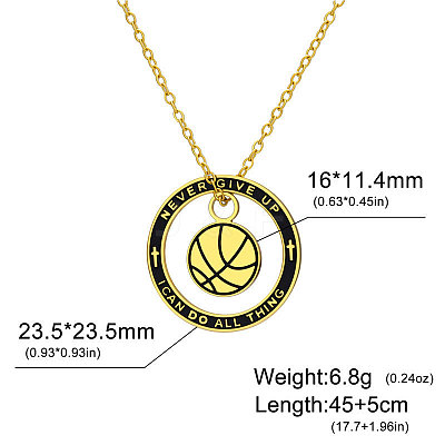 304 Stainless Steel Enamel Sport Basketball Pendant Necklaces WGDDA99-04-1